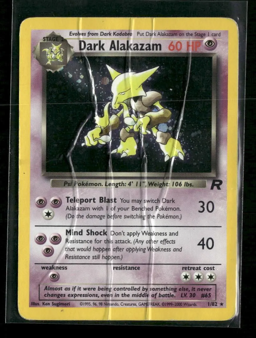 Team Rocket Dark Alakazam (1) #01/82 *Damaged*