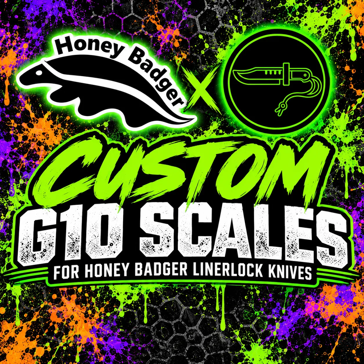 Honey Badger Medium Liner Lock G10  - SCALES ONLY