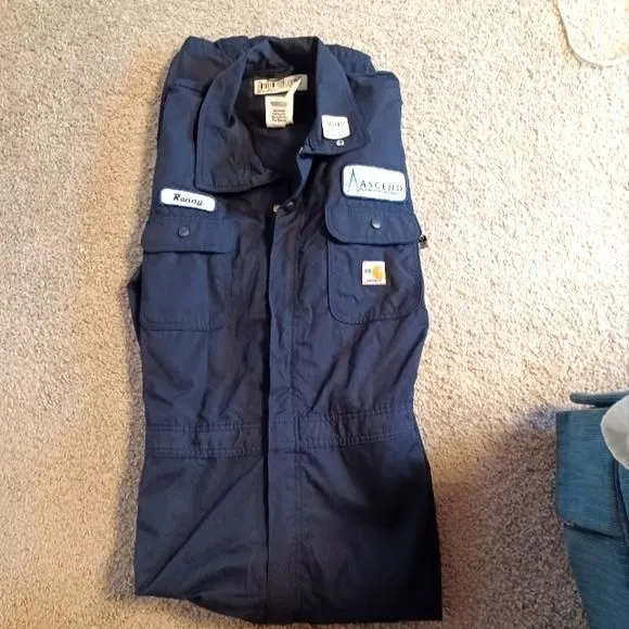 Product image for FR NWT Carhartt full Coveralls XL RG Navy Blue