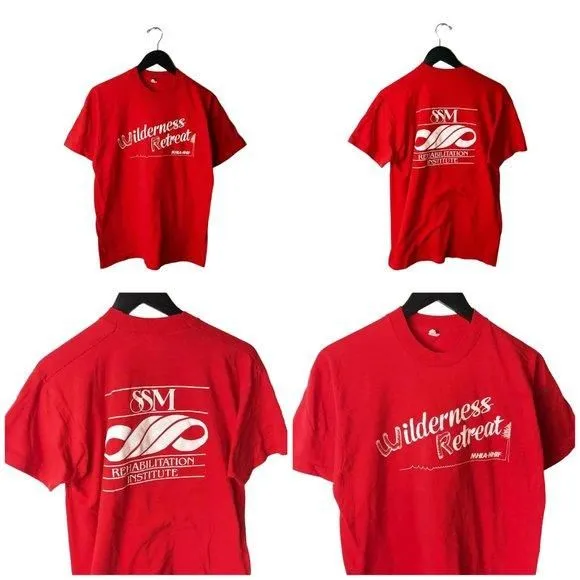 Product image for 80s Vintage Wilderness Retreat MHIA NHIF T Shirt USA Single Stitch Adult Red XL