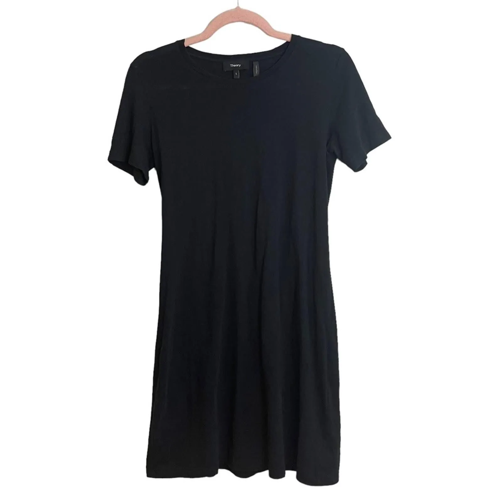 Product image for Theory Cherry B2 Sea Slub Black T Shirt Dress