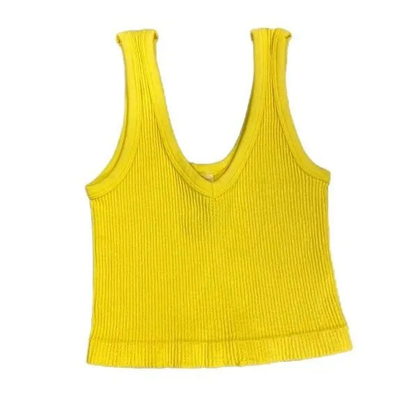 Product image for Mono B Ribbed Crop Tank Yellow New SML