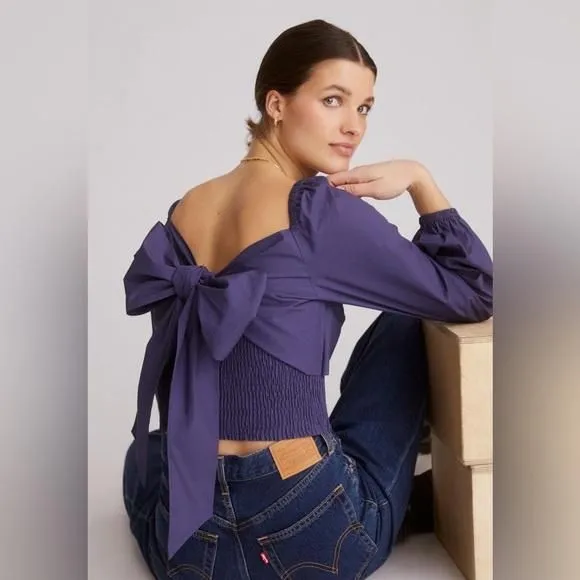 Product image for Anthropologie Back Bow Tie Blouse L New