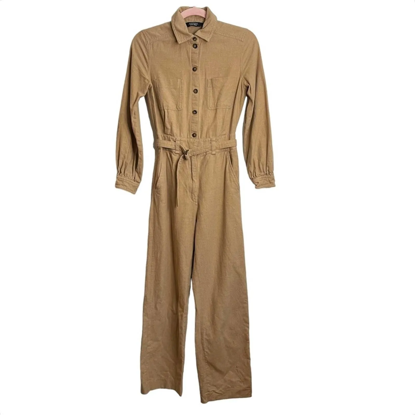 Product image for & Other Stories Long Sleeve Tan Utility Jumpsuit