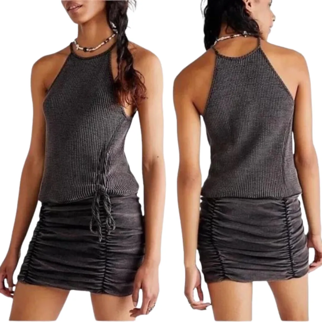 Product image for Free People FP One Katya Thermal Bodycon Mini Dress Ruched Medium Sleeveless