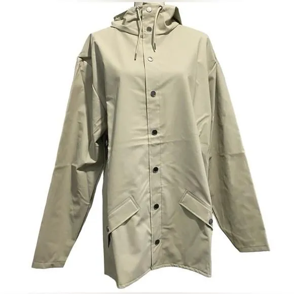 Product image for Rains Jacket Unisex Waterproof Raincoat Cement Size Large