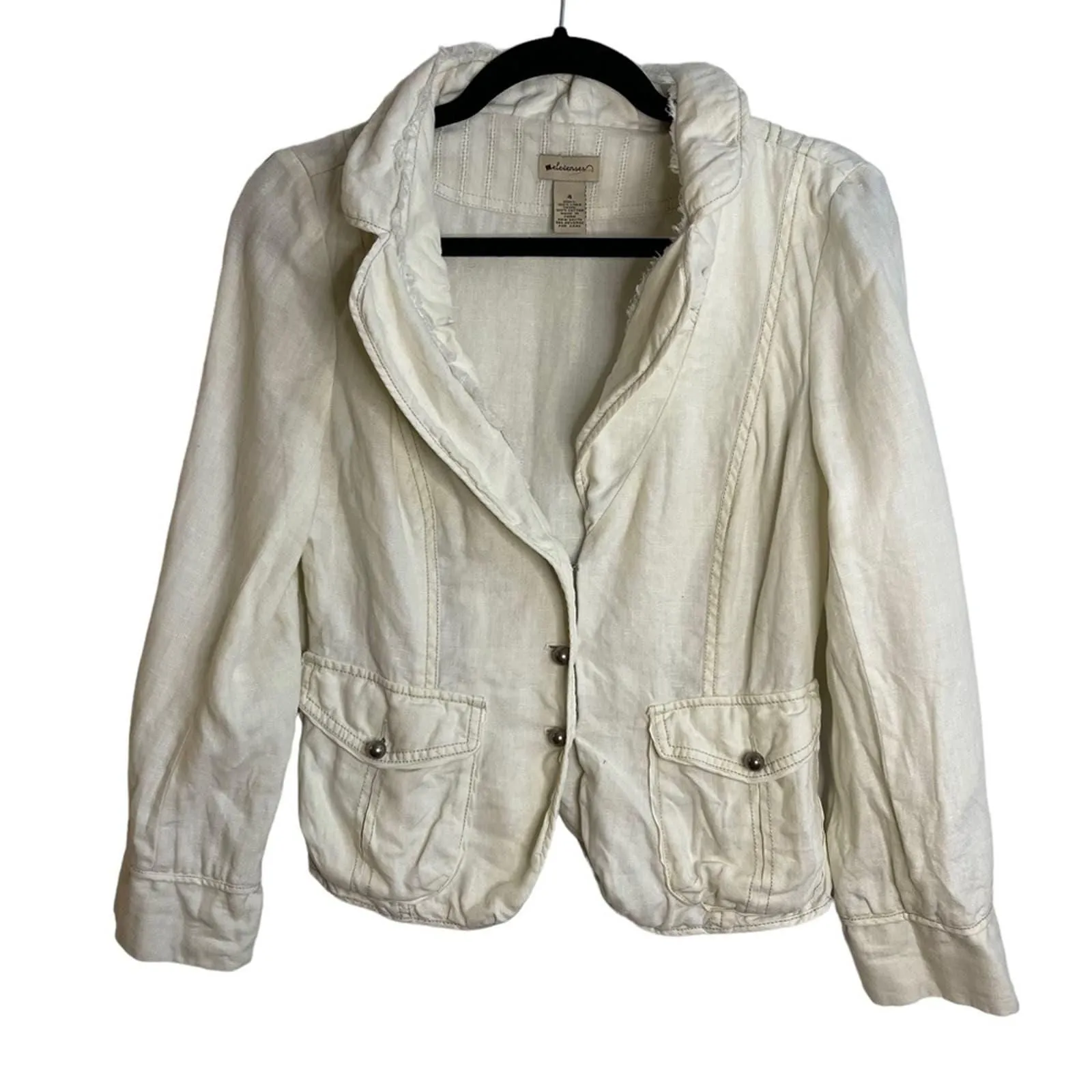 Product image for Anthropologie Elevenses Ivory Linen Jacket
