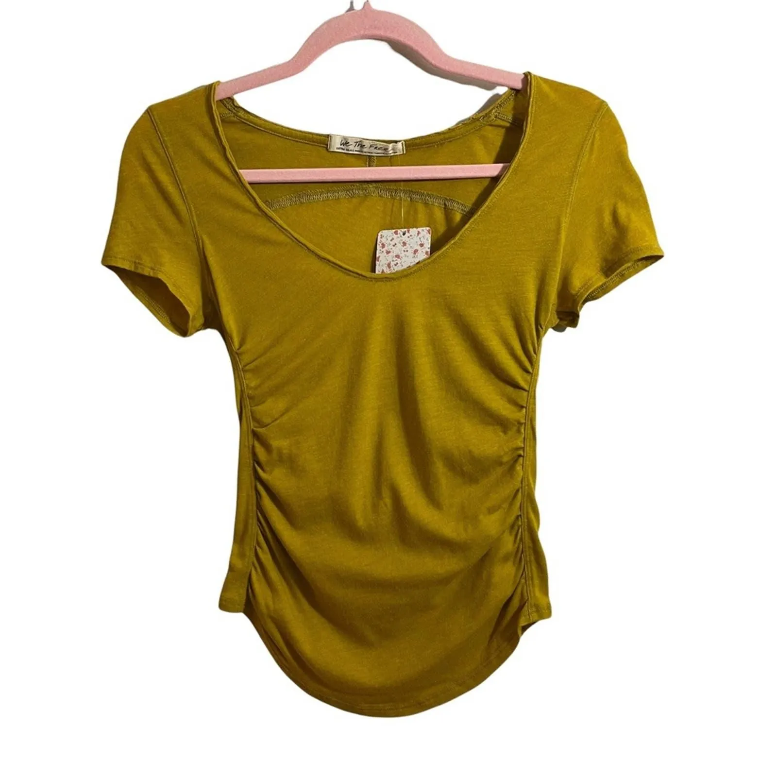 Product image for Free People We The Free Lush Lime Ruched Scoop Neck Shirt NWT