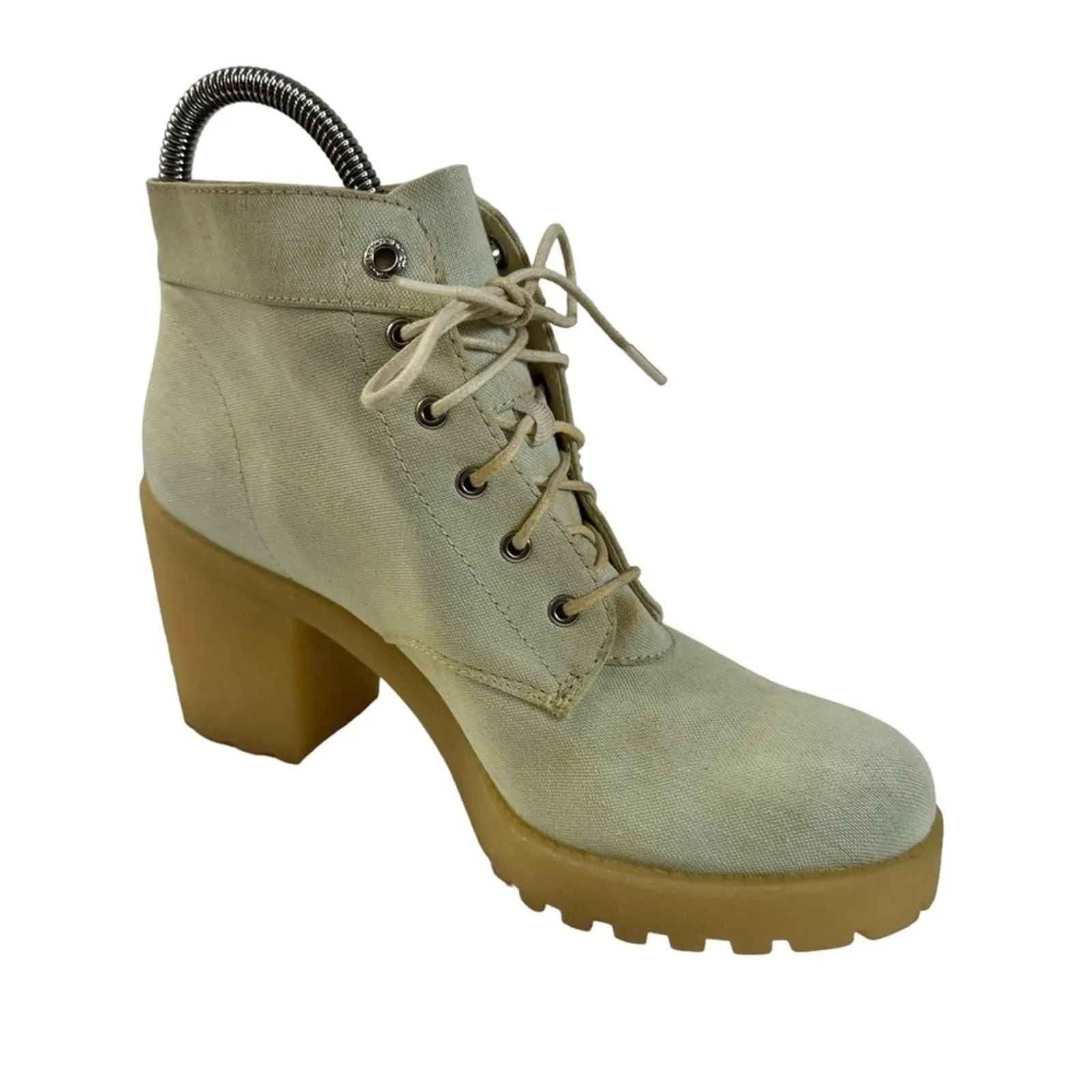 Product image for Vagabond Canvas Off White Platform Lace Up Boots Sz 39 NEW