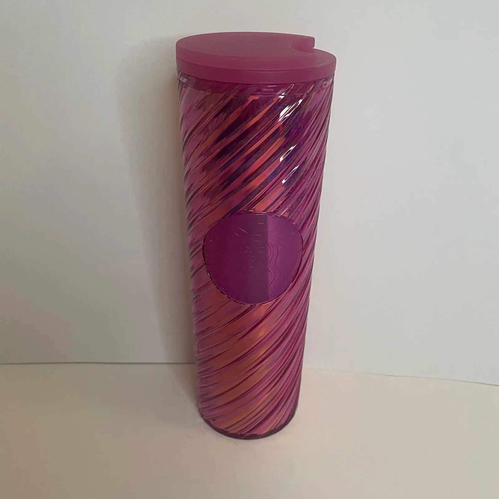 Product image for NEW Starbucks 2022 Holiday Candy Cane Swirl acrylic spiral pink tumbler iridesce