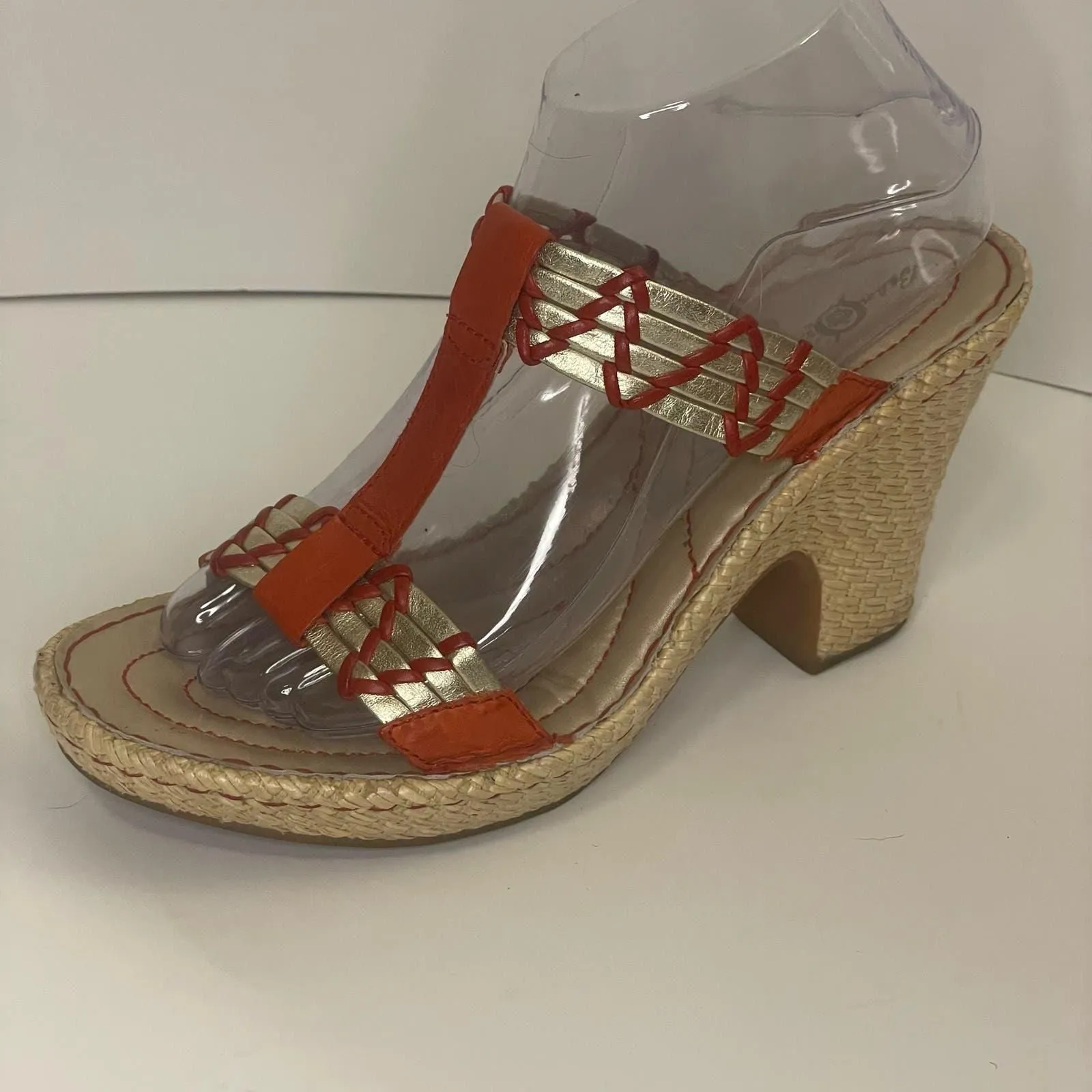 Product image for Born Crown Drille espadrille sandals womens size 8 EU39 burnt orange gold raffia
