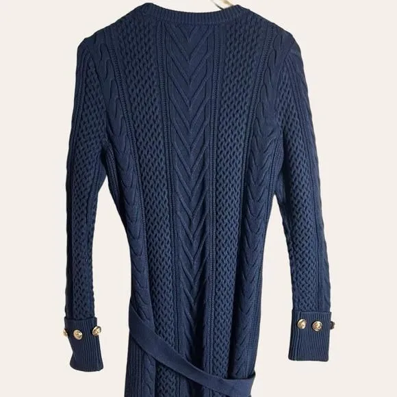 Karen Millen Womens Military Cable Knit Column Midaxi Dress - Blue - Size S