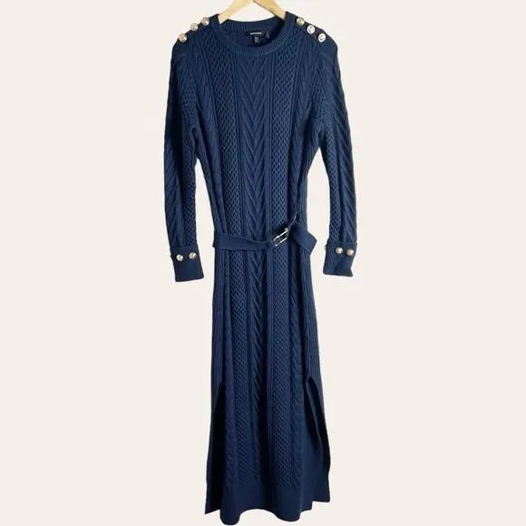 Karen Millen Womens Military Cable Knit Column Midaxi Dress - Blue - Size S