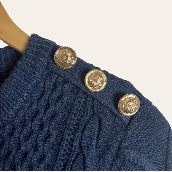 Karen Millen Womens Military Cable Knit Column Midaxi Dress - Blue - Size S