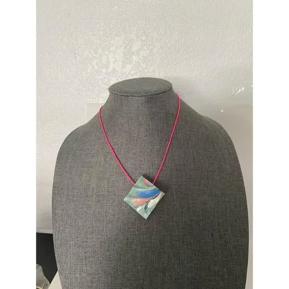 Product image for Upcycled colorful diamond shaped pendant necklace