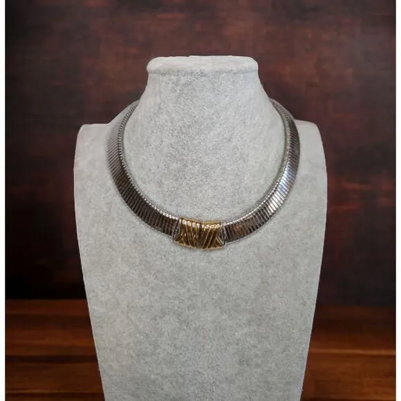 Product image for Vintage Monet Omega Chain Choker Silver Tone and Gold Tone