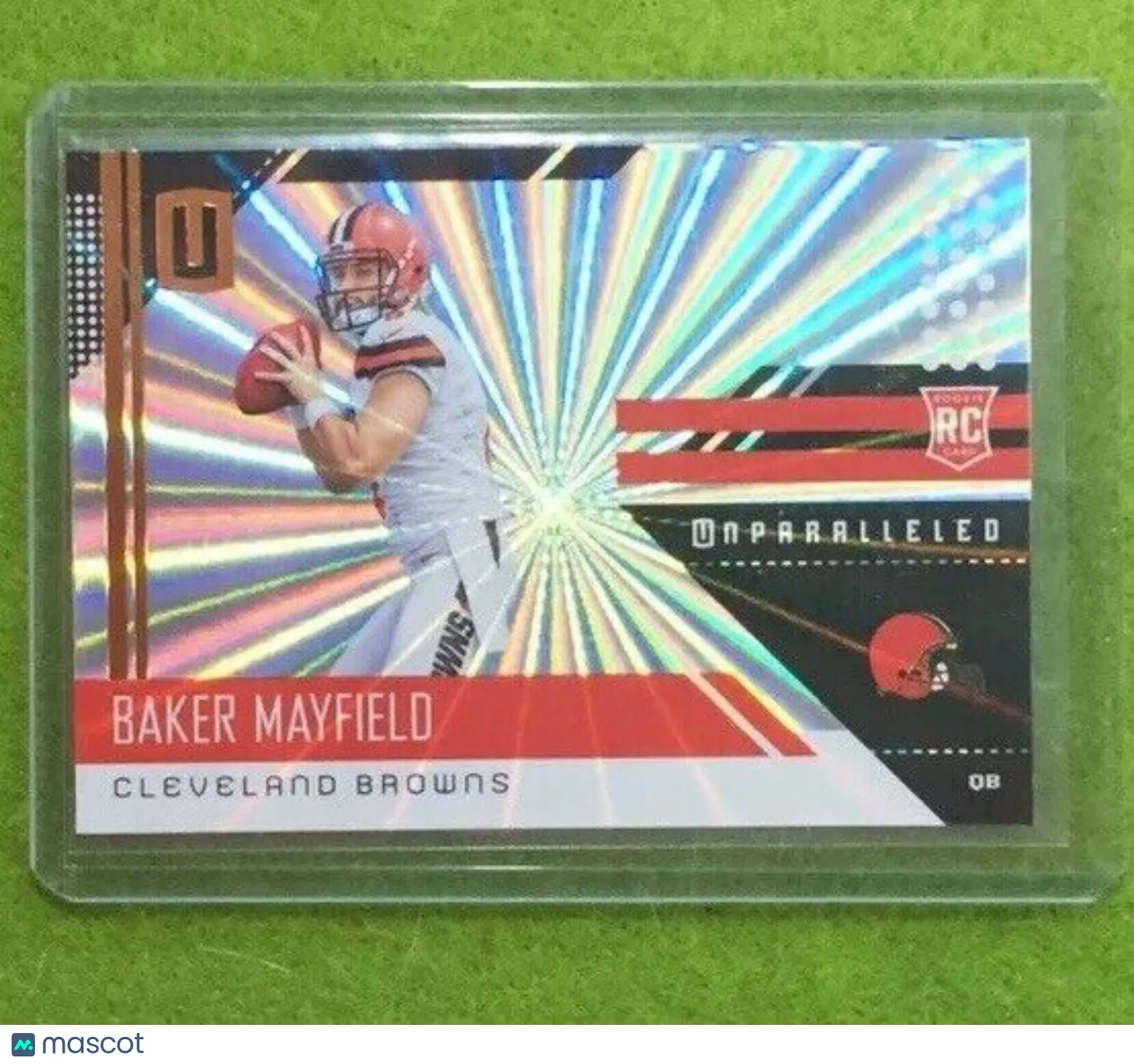 Product image for BAKER MAYFIELD ROOKIE SHINE PRIZM CARD  BROWNS SP RC  2018 UNPARALLELED