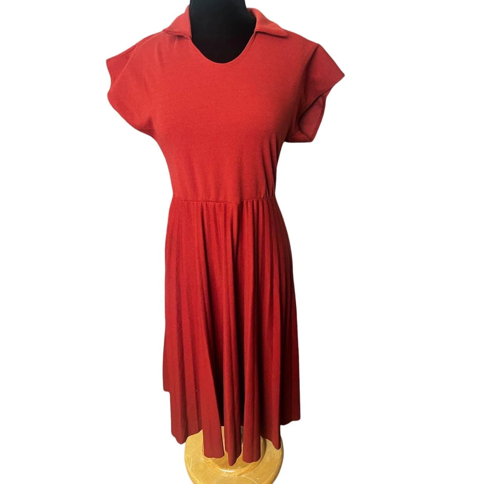 Product image for Vintage 90s Elizabeth & Nicole Rust Orange Pleated Secretary Dress Medium Large 