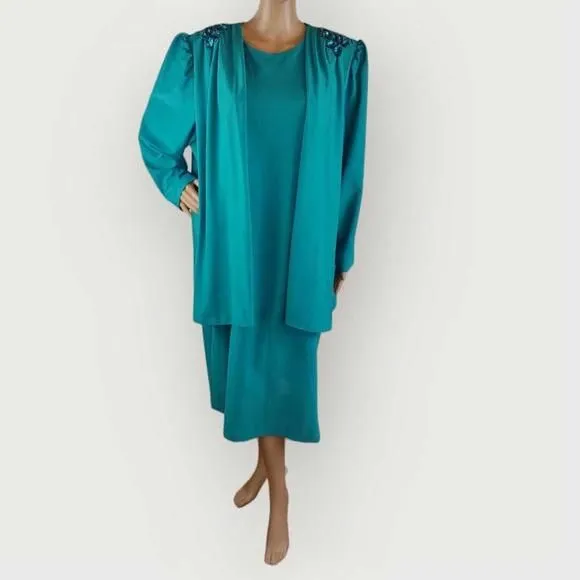 Product image for Leni Leni Women Dress Formal Sequins Teal Green Polyester 3X