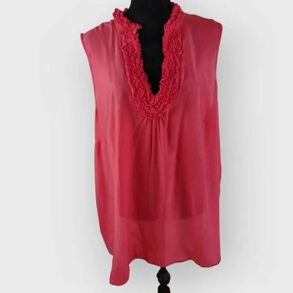 Product image for Alfani Women Blouse Camisole Set  24W Pink Ruffled Sheer Lightweight