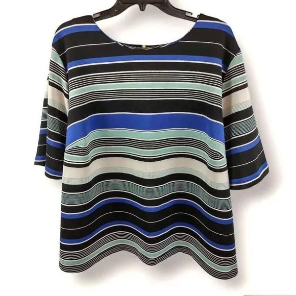Product image for Liz Clarborne Blouse Stripes Polyester Spandex Women Plus Business Casual