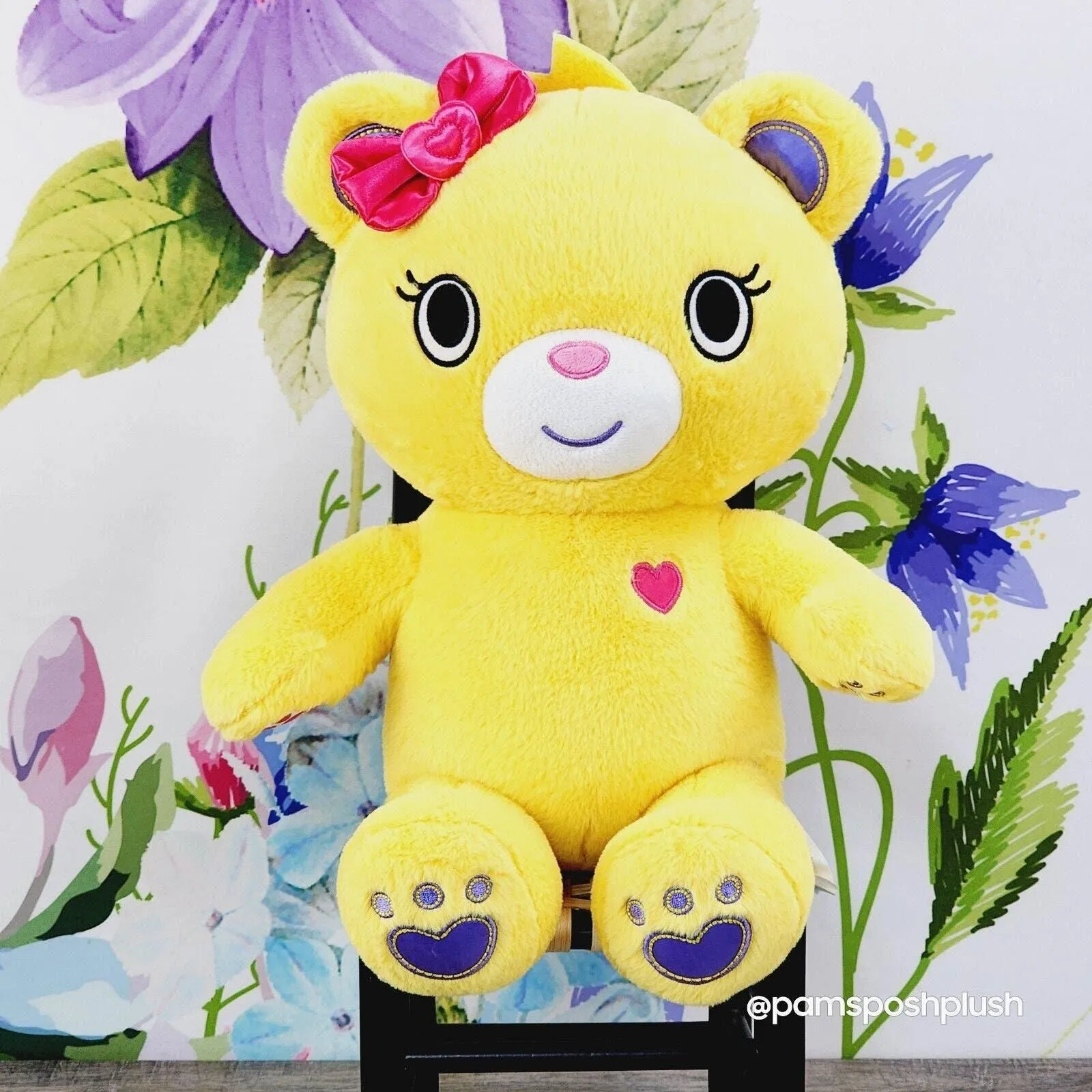 Product image for Build a Bear Kabu Bearnice Plush 17" Pink Bow Kawaii Yellow 2018