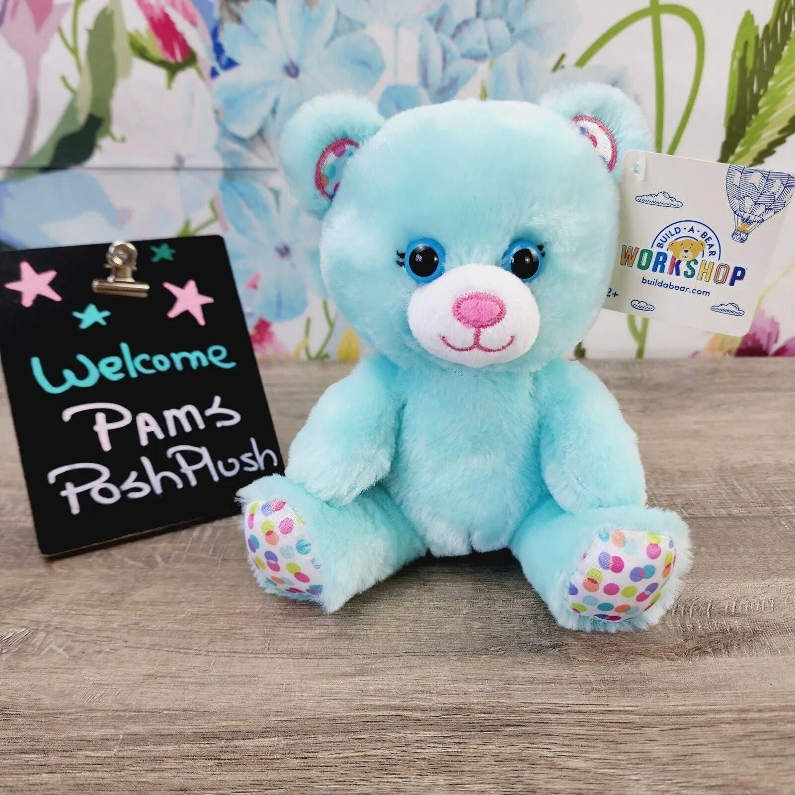 Product image for Build A Bear Confetti Cub 8" Buddies Cub Bear NEW Mini Blue Plush