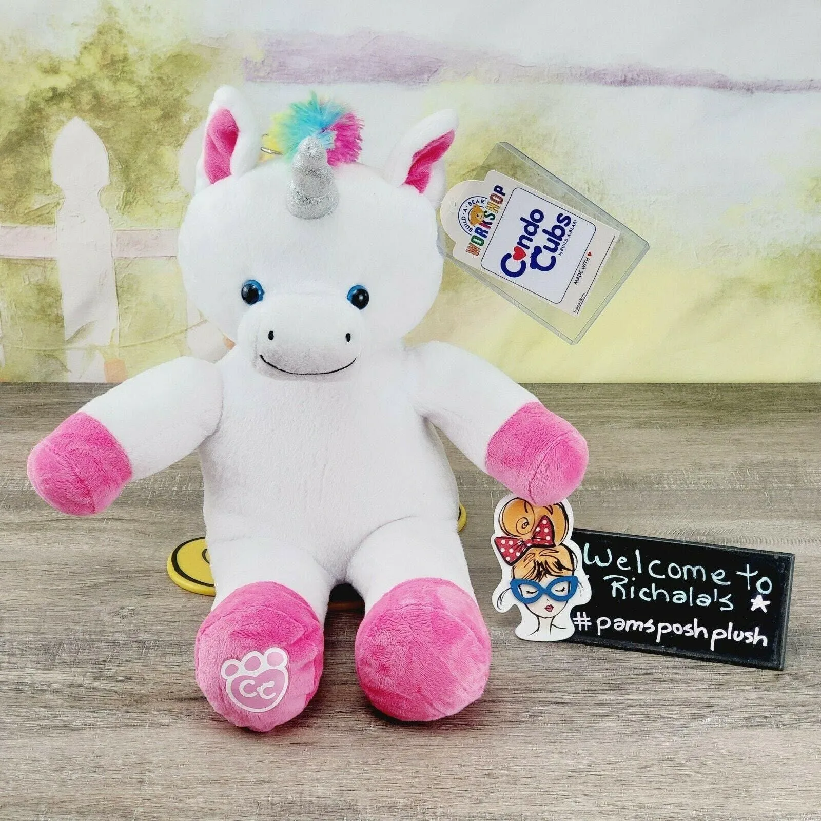 Product image for Build A Bear Workshop Rainbow Unicorn Condo Cub White NEW BAB