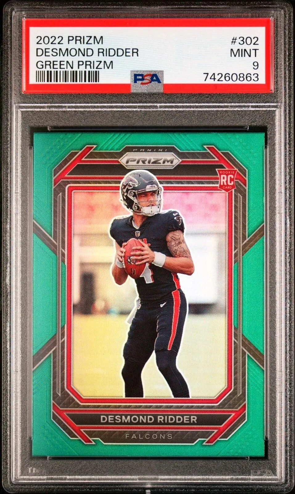 Product image for 2022 Panini Prizm Desmond Ridder Green Prizm 302 PSA 9 MINT - 2022 - FOOTBALL - 302 - Panini - Desmond Ridder - 2022 Panini Prizm - 181 - 252 - Green Prizm - Yes