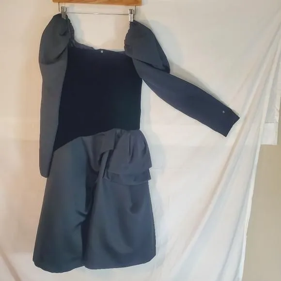 Product image for Vintage 80s Victor Costa Off Shoulder Black Velvet Satin Dress Corset Top Bow