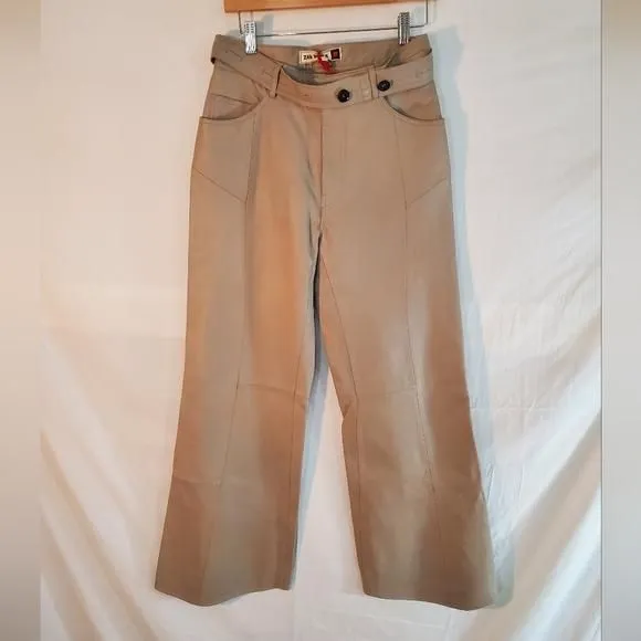 Product image for Zara Women’s Size XS Beige Faux Leather High Rise Pants New with Tags