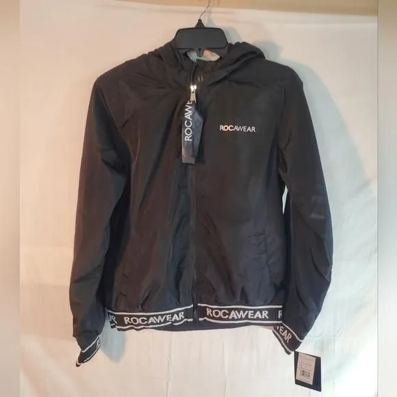 Product image for Rocawear Women's Medium Black Full Zip Lined Hooded Jacket New with Tags