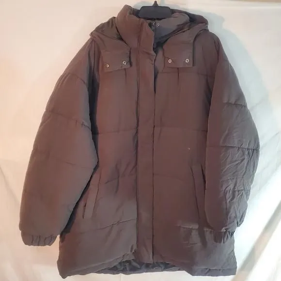Product image for American Eagle Women's XXL 2XL Gray Puffer Coat Jacket 37" Long New with Tags.