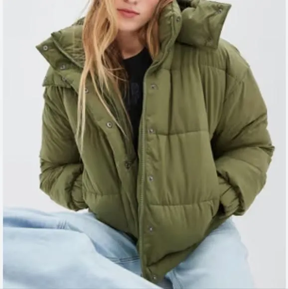Product image for American Eagle Women's Small Green Puffer Coat Jacket New with Tags.