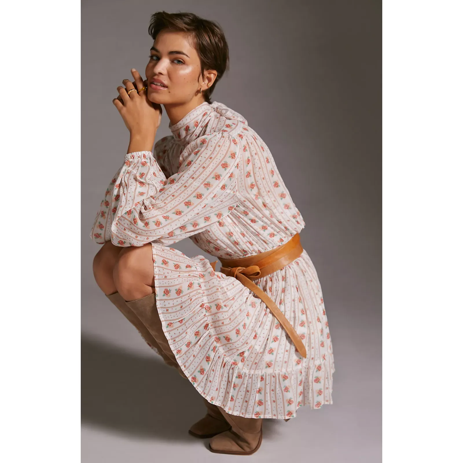 Product image for NEW Anthropologie Let Me Be Mock Neck Sheer Mini Dress - Medium