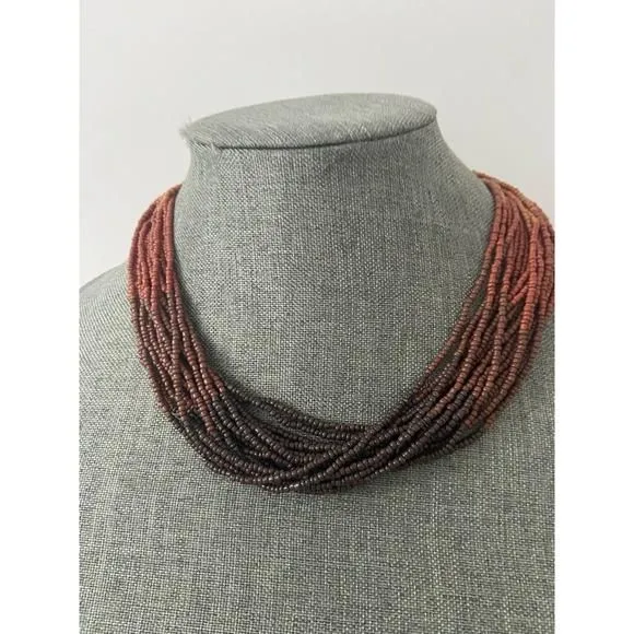 Product image for Stylish brown ombré beaded layered necklace