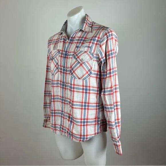 rock revival dress shirt Rock Revival Blue/Black Plaid Wyman Button Up