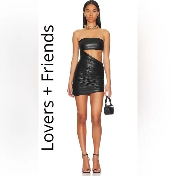 Product image for REVOLVE Lovers and Friends Farrah Faux Leather Mini Dress in Black