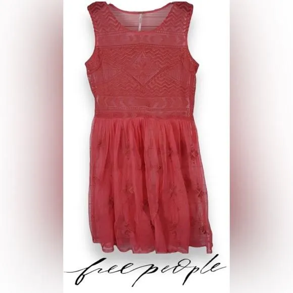 Product image for Free People Pink Tulle Sheer Sleeveless Midi Slip Dress Women's S