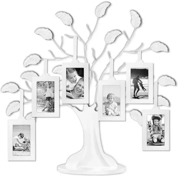 Product image for Americanflat White Family Tree with 6 Hanging White 2x3 Picture Frames - 12"