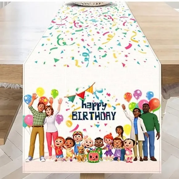 Product image for Table Runner, Cocomelon Birthday Party Supplies Decorations Parties 13" x 72”