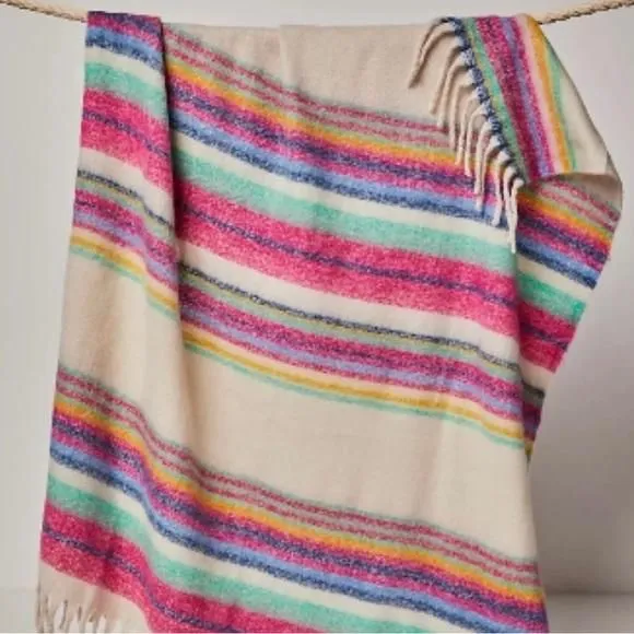 Product image for NWT Free People Striped Fringe Throw Blanket