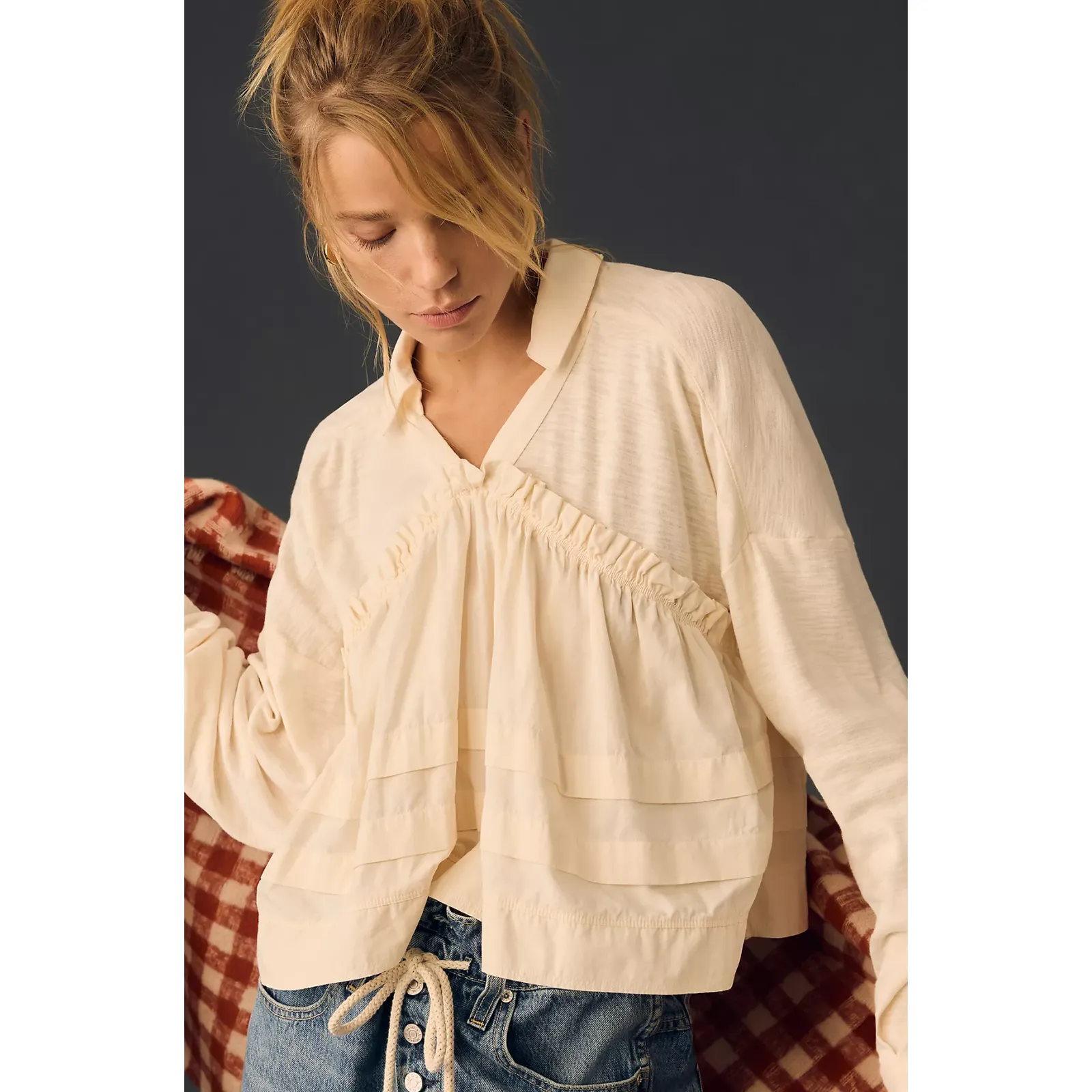Product image for Pilcro Ruffled Babydoll Top - New Small