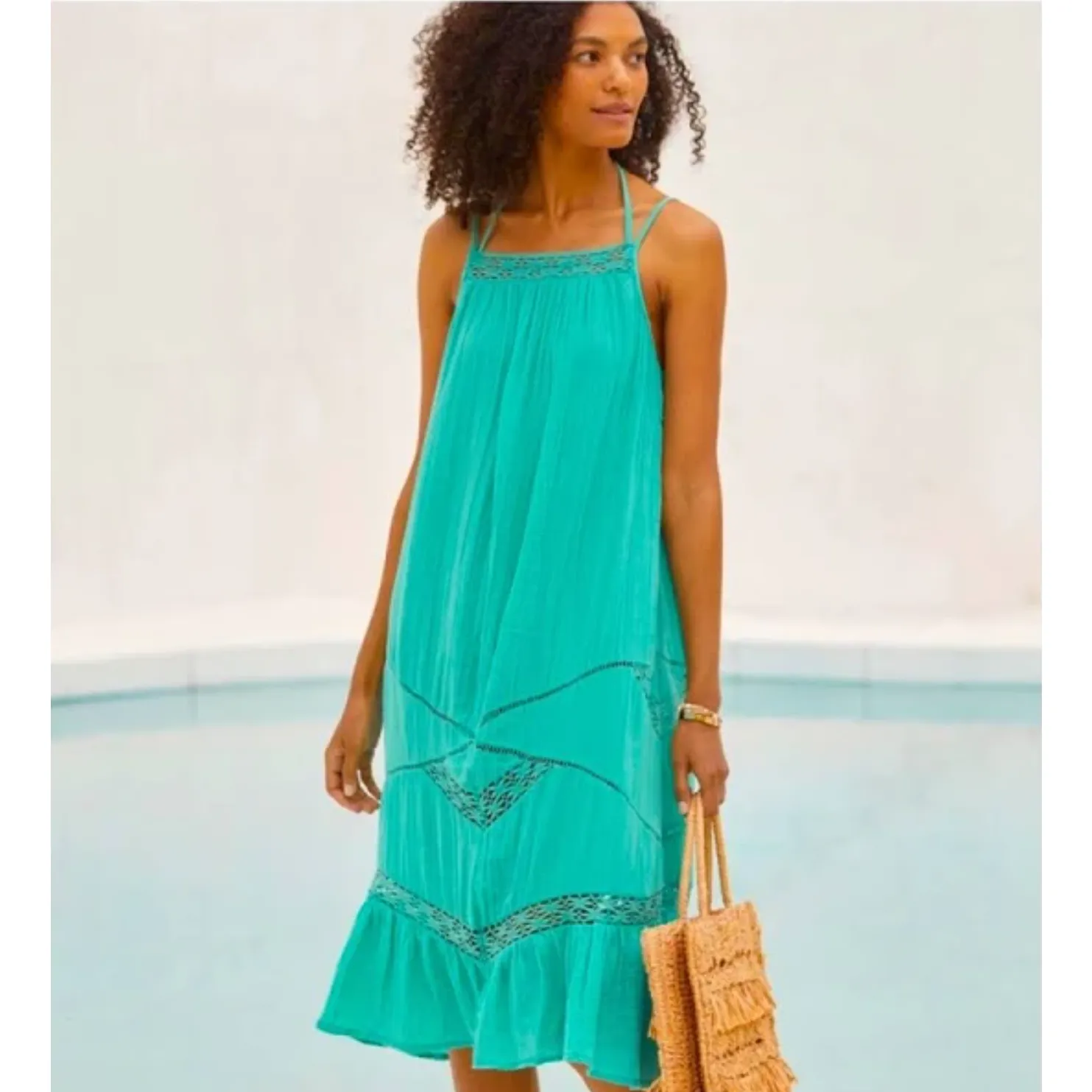 Product image for Anthropologie Crochet Trim Dress - New Large