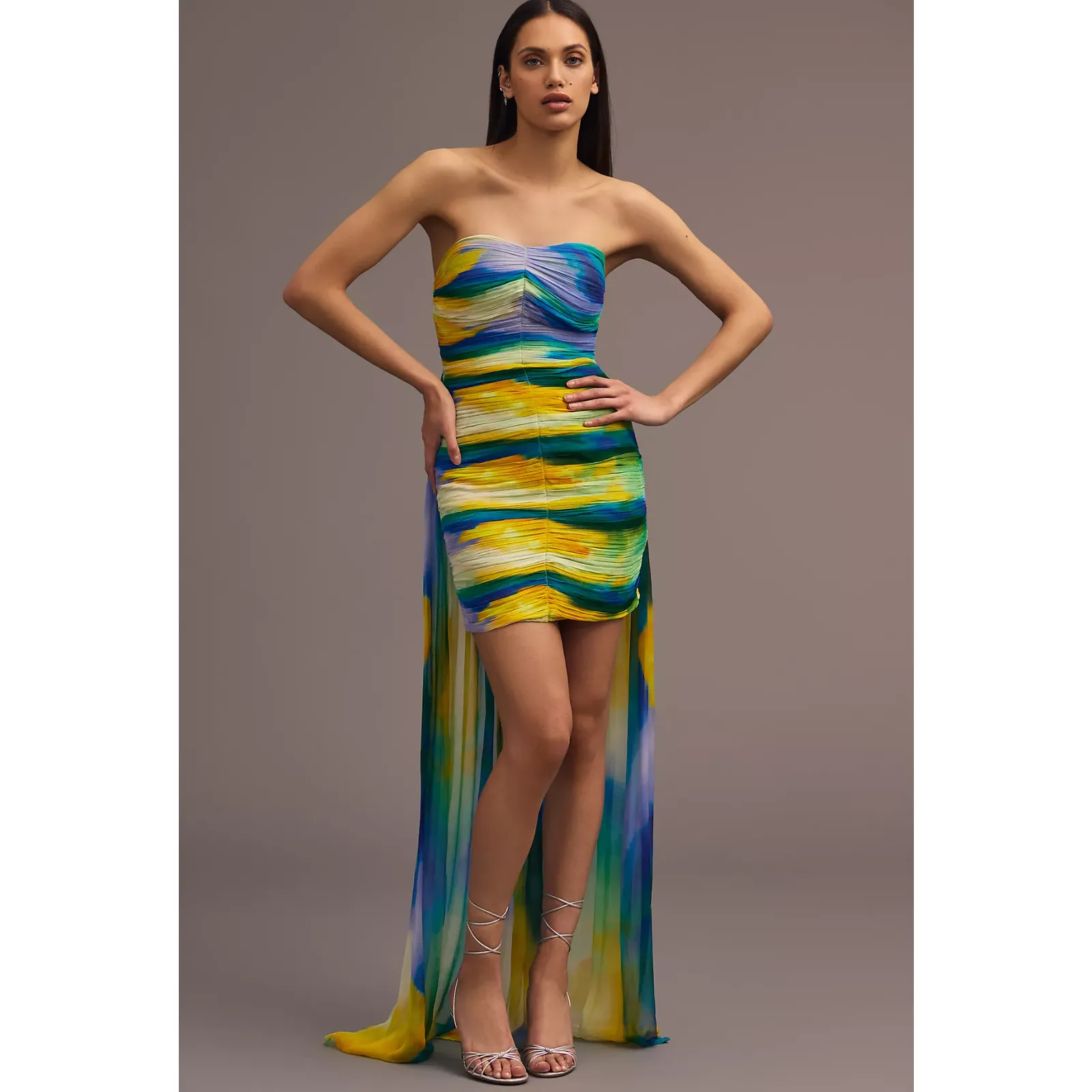 Product image for Vineet Bahl Blurred Sheer Mini Train Dress - New Medium