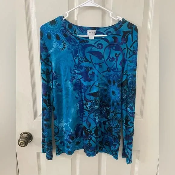 Product image for Chico’s All Over Print Long Sleeved Top Size Medium