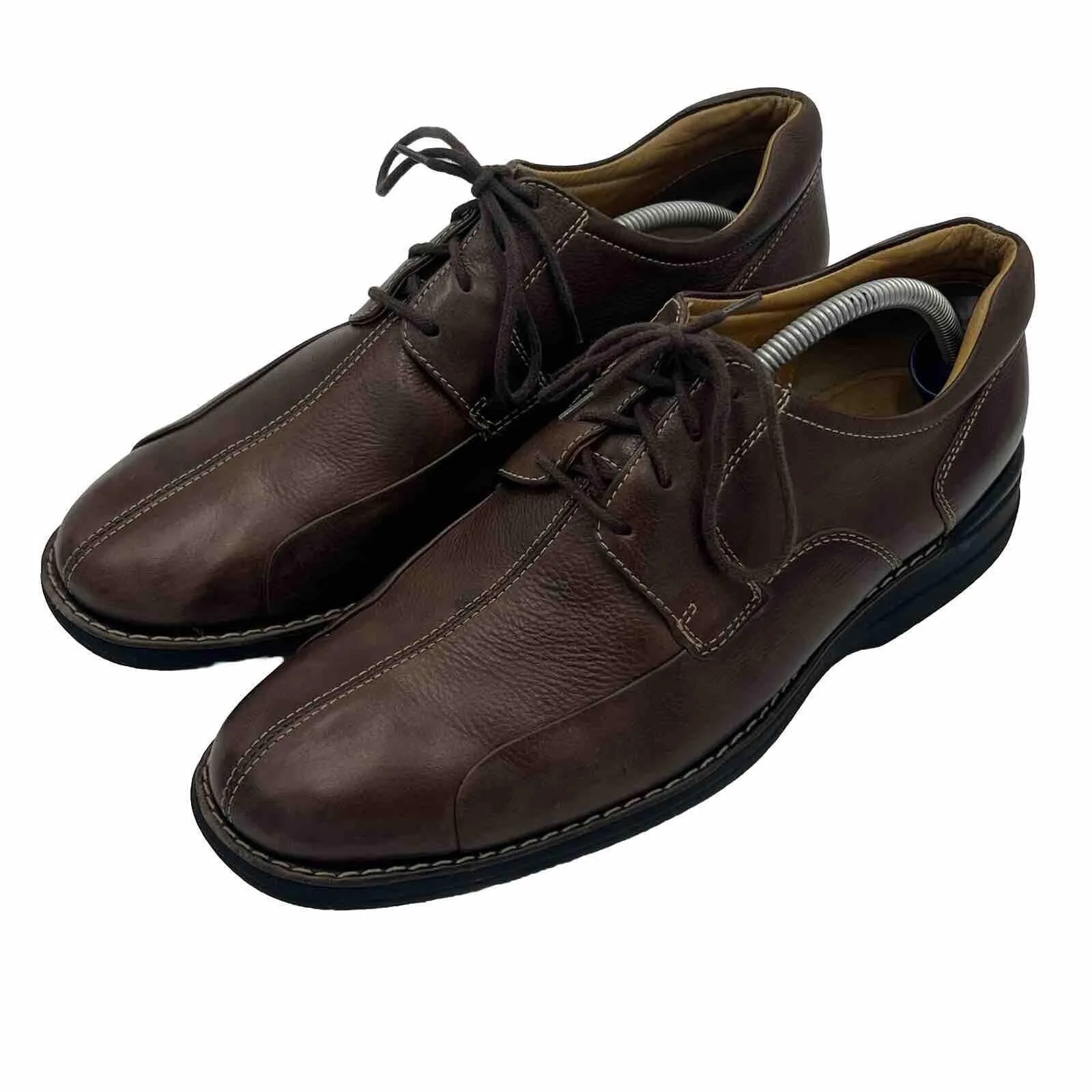 Product image for Johnston & Murphy Men's Shoes Brown Derby Leather Lace Up Square Toe Size 10.5M