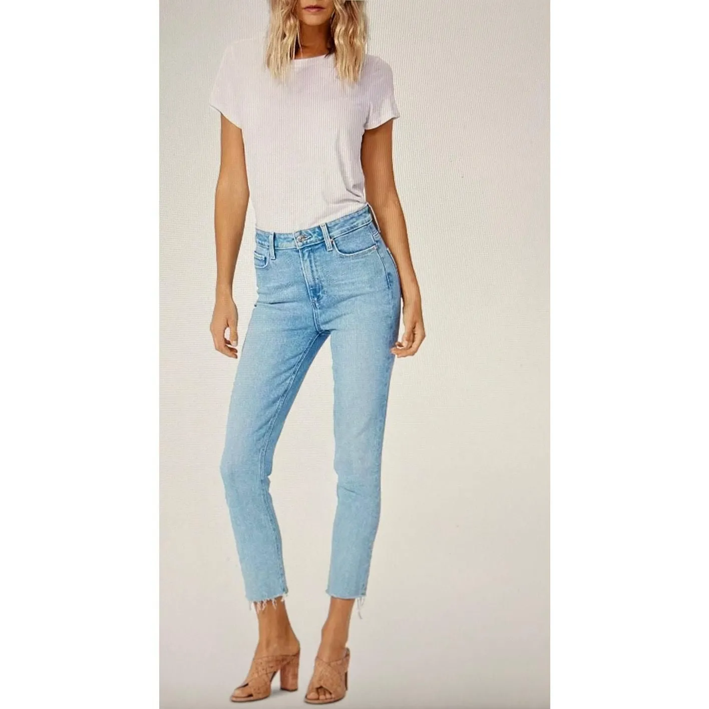 Product image for Paige Cindy Raw Hem High Waist Ankle Straight Leg Jeans - size 32