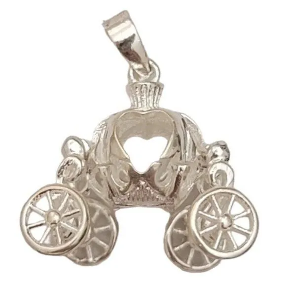 Product image for Sterling Silver Heart Pumpkin Princess Carriage Pendant E211