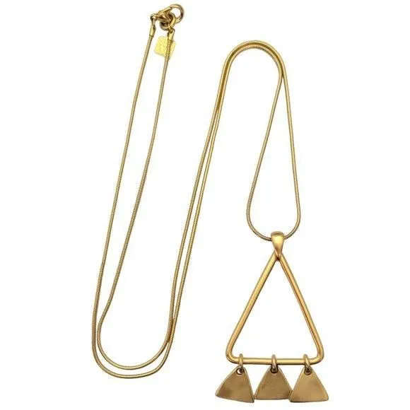 Product image for Anne Klein Matte Gold Tone Triangle Pendant Charm Snake Chain Necklace, E463